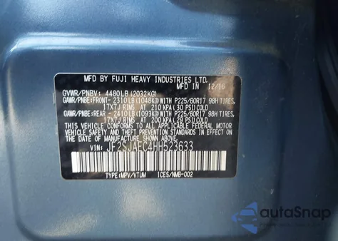 2017 Subaru Forester 2.5I Premium z USA, uszkodzony, nr VIN JF2SJAEC4HH523633